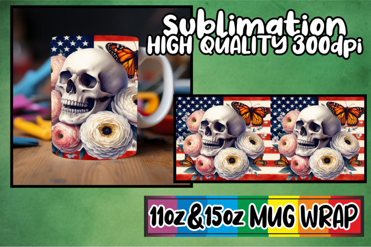 Serene sunsets 11oz 15oz sublimation wrap, Skull USA