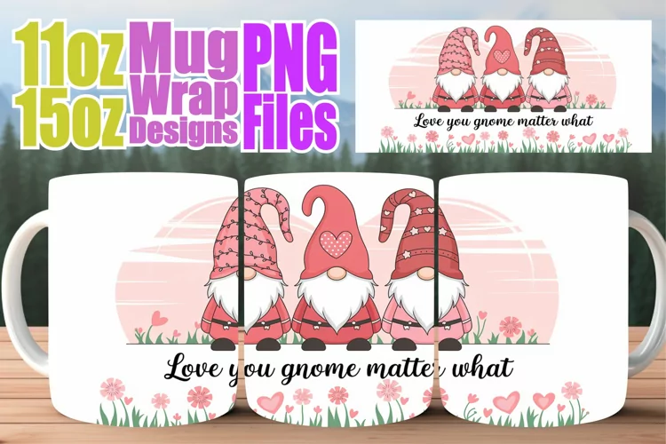 Uplifting moments 11oz 15oz sublimation wrap, Love Gnome