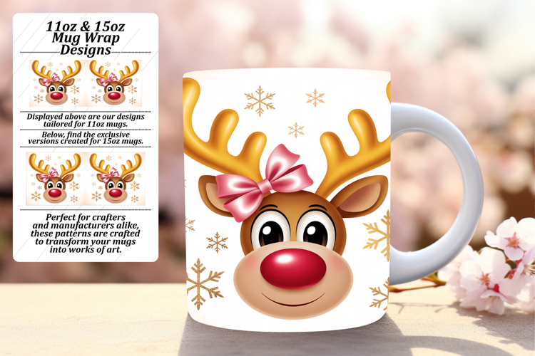 Festive 11oz Mug Wrap Png Artwork , Cute Christmas