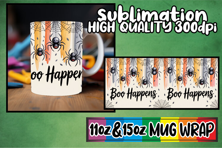 Unique charm 11oz 15oz sublimation wrap, Halloween example image 1