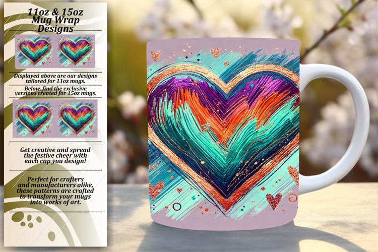 Playful 15oz Mug Wrap Png Artwork , Heart