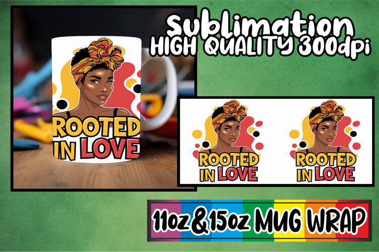 Radiant vibes 11oz 15oz sublimation wrap, Black Woman example image 1