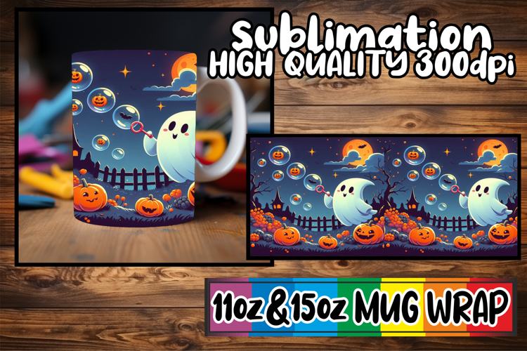 Enchanted days 11oz 15oz sublimation wrap, Ghost