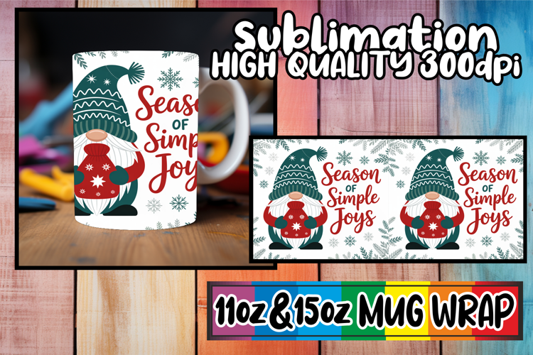 Lively afternoons 11oz 15oz sublimation wrap, Holiday Gnome
