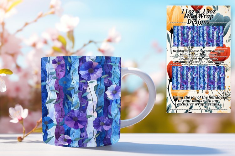 Spring Blossom Stripe Mug Wrap - Delightful Spring