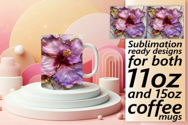 Elegant 3D Blossom Beauty Mug Wrap: Sublimation - 11oz/15oz