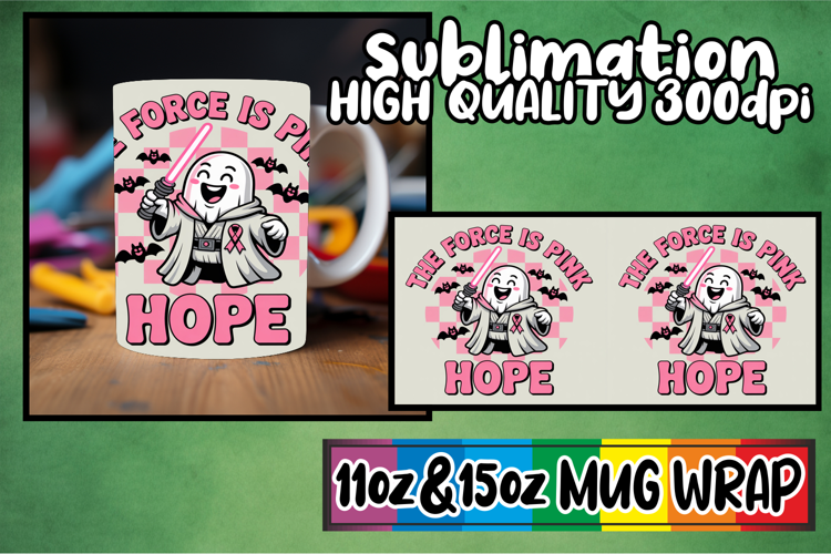 Luminous vibes sublimation mug wrap, Ghost Cancer
