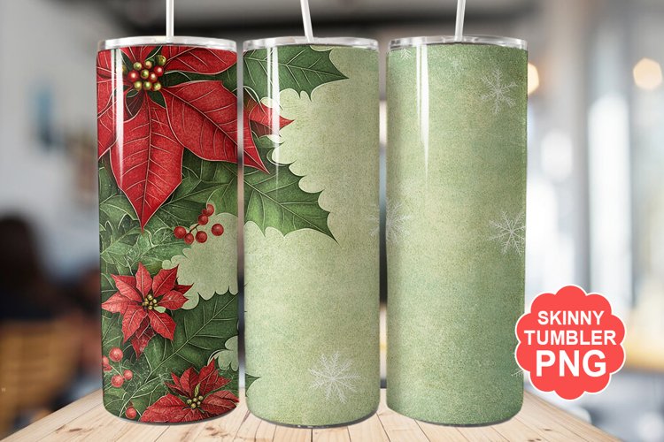 Christmas Flowers Tumbler | Christmas Tumbler Wrap