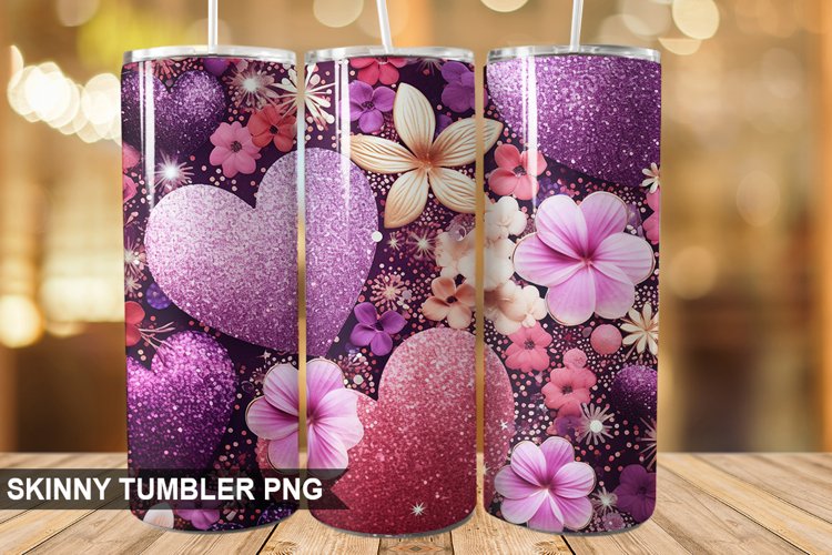 3D Valentines Day Tumbler Design | Sublimation Wrap 20 Oz