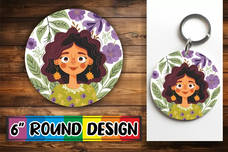 Stunning Floral Portrait Round Design Sublimation PNG