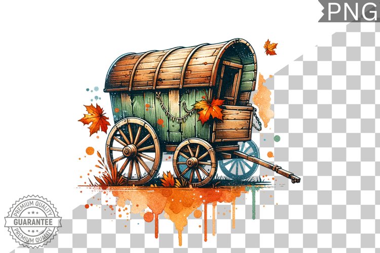 Fall Wagon Garden Sublimation - Fall Clipart PNG Design example image 1