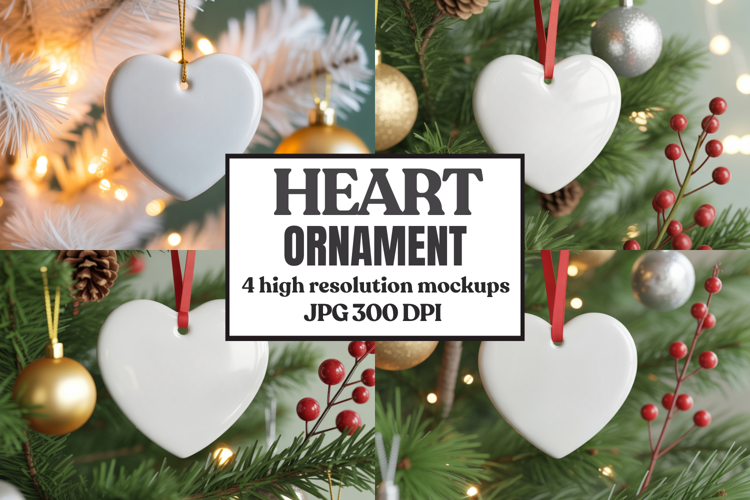 Christmas Love Heart Ornament Mockup | Holiday Hanging
