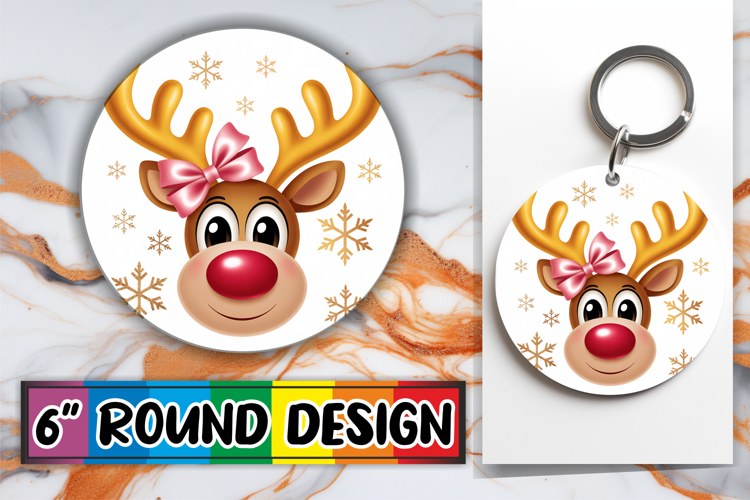 Enchanted Keychain Round Sublimation, Cute Christmas