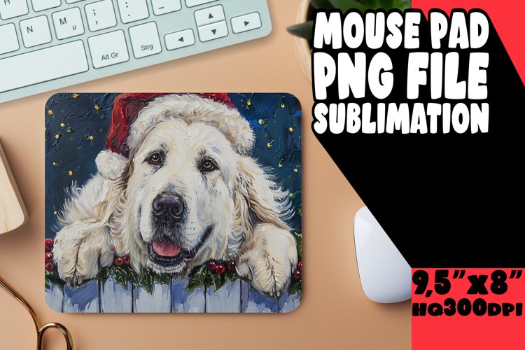 Christmas Peeking Dog Design Winter Mouse Pad Sublimation