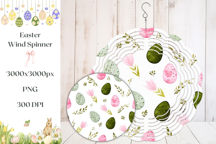 Watercolor Easter Wind Spinner, Floral Wind Spinner Design