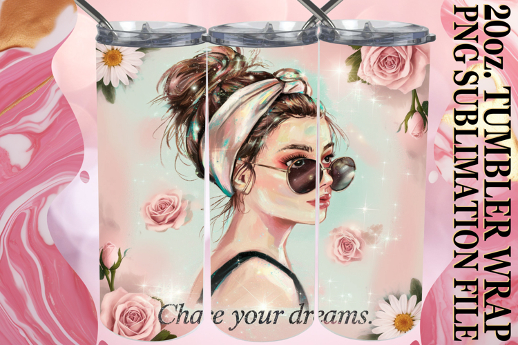 Sweet vibes 20oz tumbler wrap, Woman