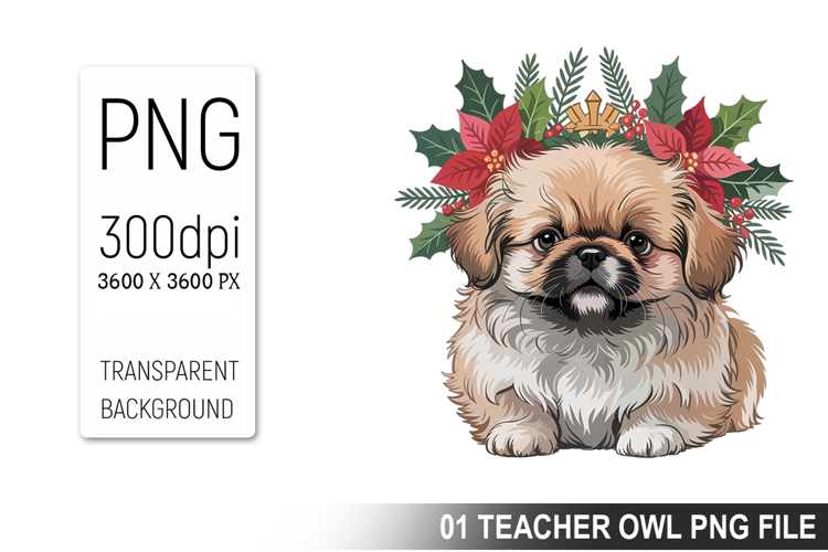 Cute Floral Dog, Animal Sublimation Clipart PNG