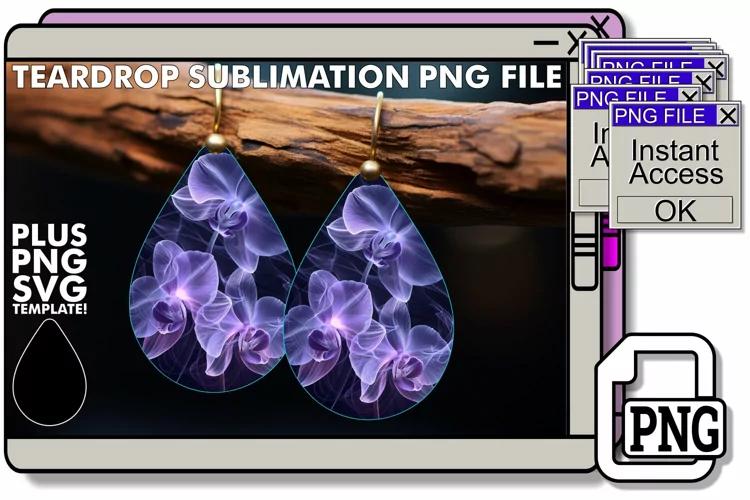 Flower Bloom Teardrop Earring Sublimation - Trendy Pattern
