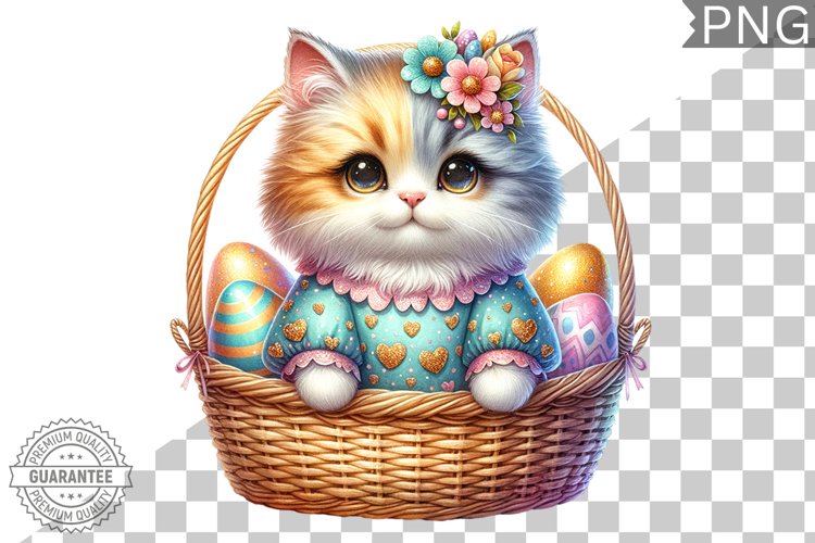 Easter Cat Sublimation - Easter Clipart PNG Design