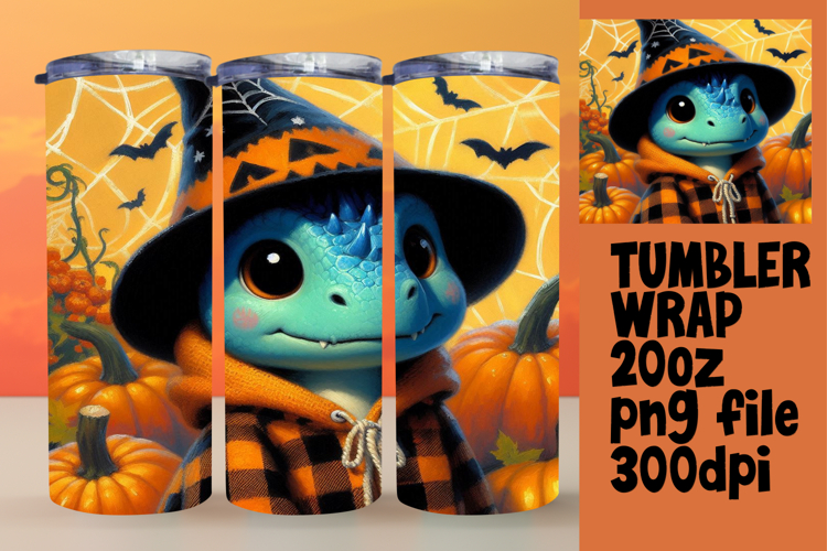 Unique Artwork for 20oz Tumbler , Halloween Dino