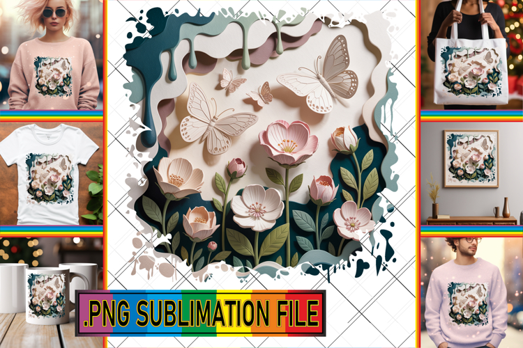 Cheerful TSHIRT Gift Ideas PNG, 3D Flowers