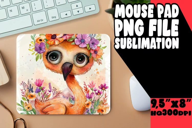 Flamingo Flower Mouse Pad Design for Sublimation