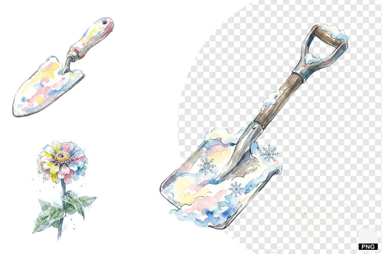 Snowy Butterfly Garden Clipart example image 1