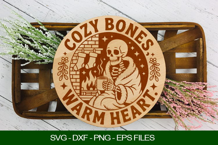 Cozy bones warm heart Cutting Board SVG