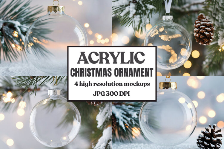 Christmas Acrylic Ornament Mockups | Round Clear Acrylic Orn example image 1