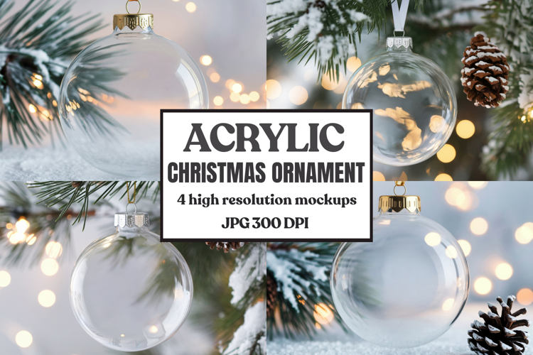 Christmas Acrylic Ornament Mockups | Round Clear Acrylic Orn