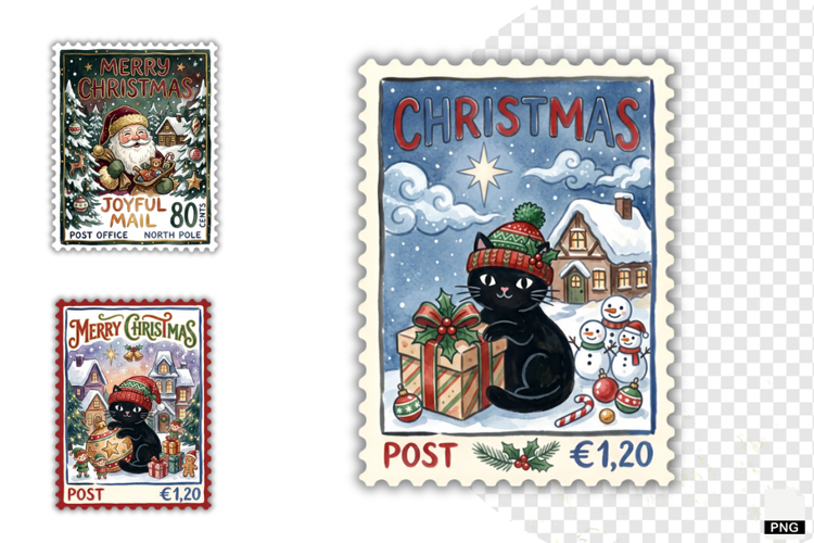 Christmas Postage Stamps Clipart