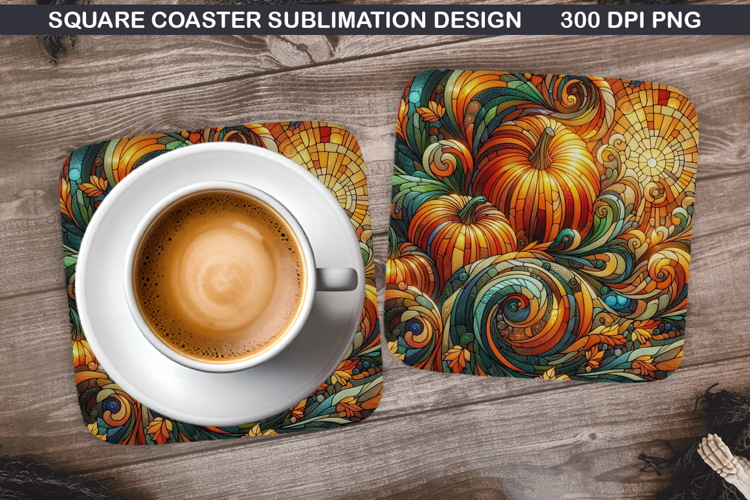 Pumpkin Coaster Sublimation, Halloween Coaster PNG Design