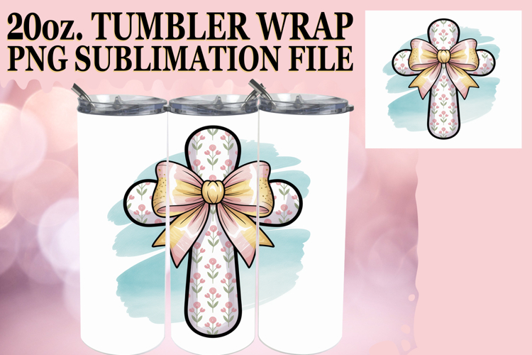 Happy hearts 20oz tumbler wrap, Cross and Bow