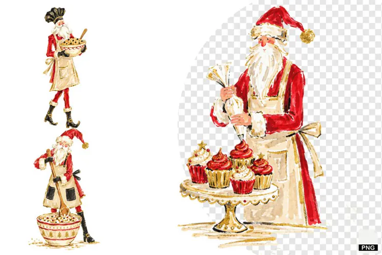 Santa Love Baking PNG