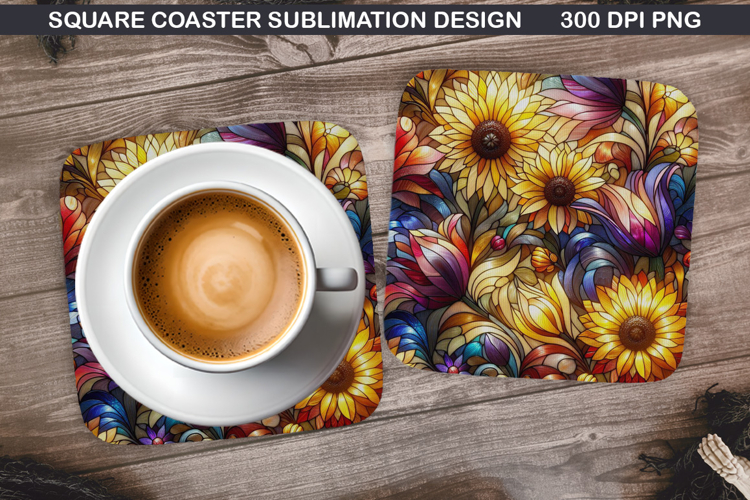 Flowers Coaster Sublimation, Spring Coaster PNG Design