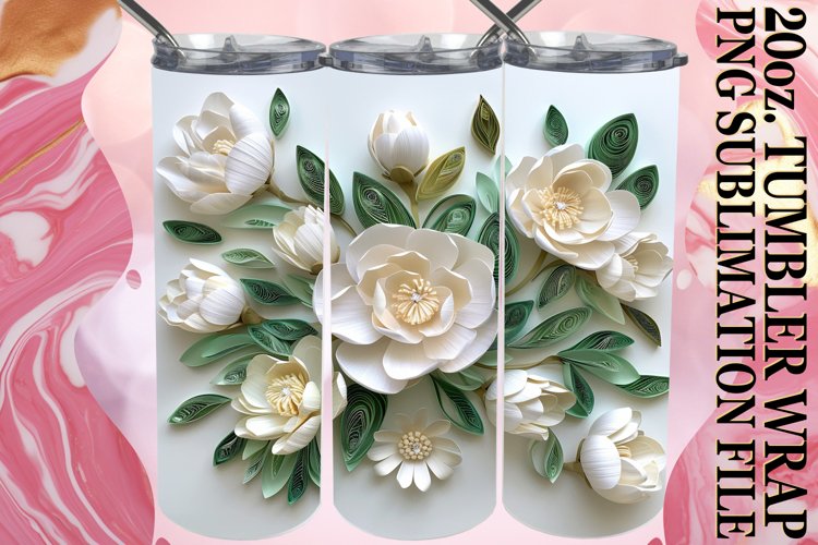Enchanting Vibrant Whimsical Flower Petal 3D 20oz Sublimatio example image 1