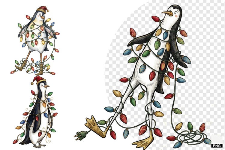 Whimsical Christmas Penguin PNG