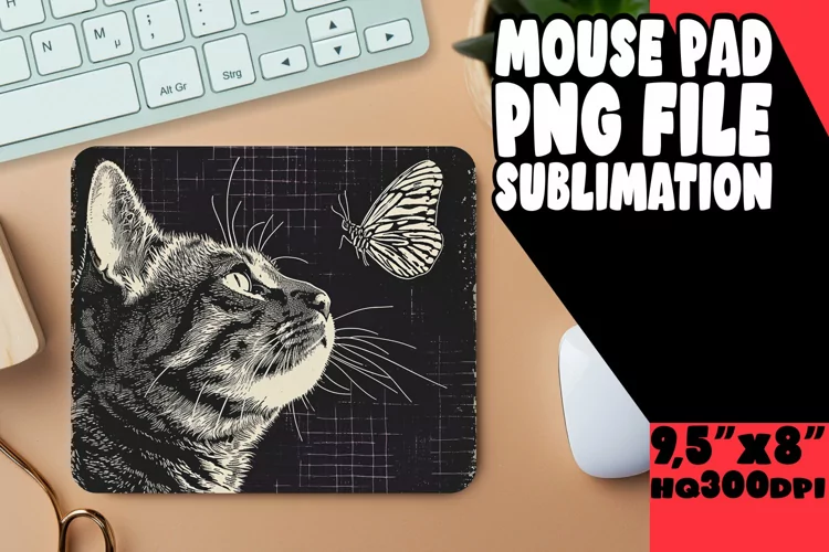 Cheerful Cat Design Mouse Mat