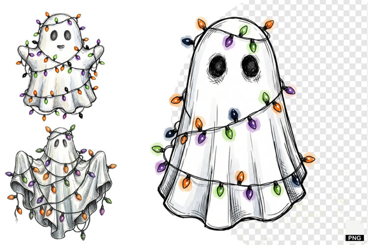 Ghosts & Halloween Lights PNG example image 1