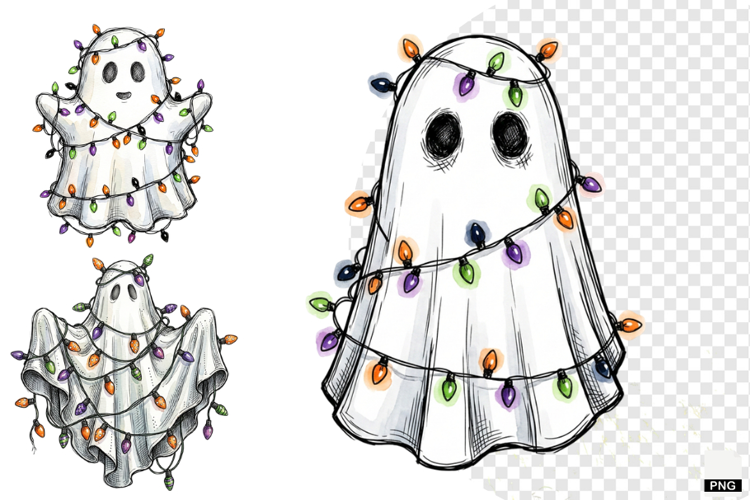 Ghosts & Halloween Lights PNG