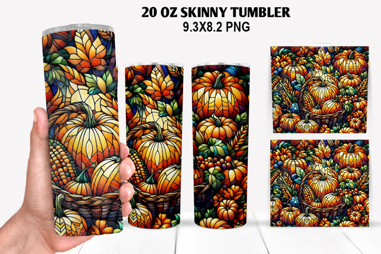 Pumpkins Skinny Tumbler 20oz Wrap Design, Halloween Tumbler
