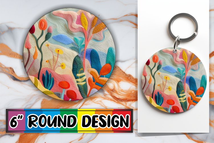 Spring View Beauty Sublimation Circle Kaychain in 3D Print example image 1