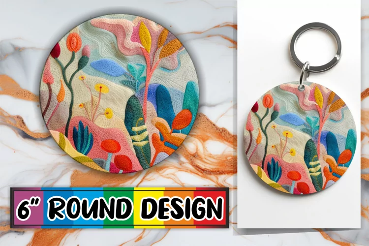 Spring View Beauty Sublimation Circle Kaychain in 3D Print