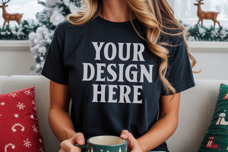 Christmas Comfort Colors 1717 Pepper T-Shirt Mockup Real
