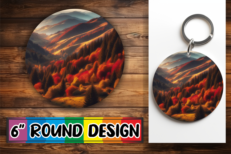 Radiant Circle Sublimation Keychain, Autumn