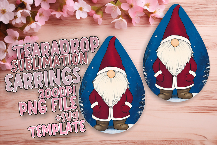 Bright Teardrop Earrings PNG Template , Gnome