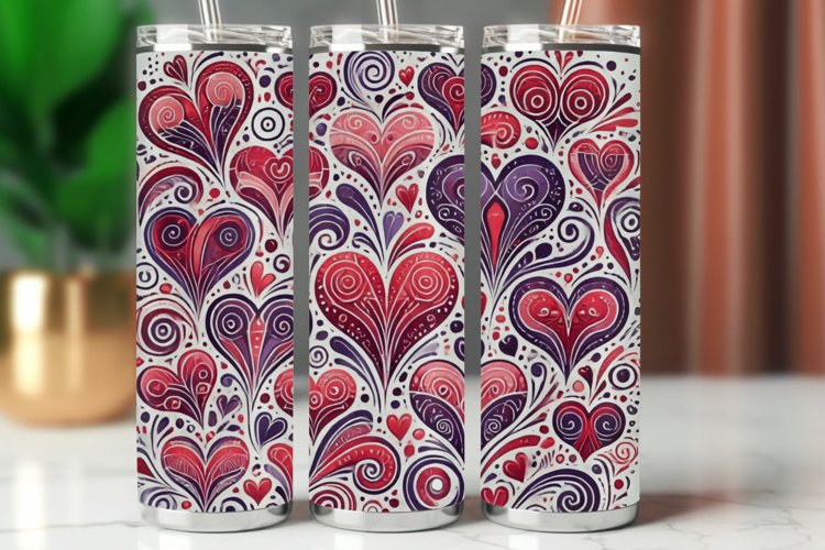 Valentine Tumbler Wrap 20 oz - heart pattern