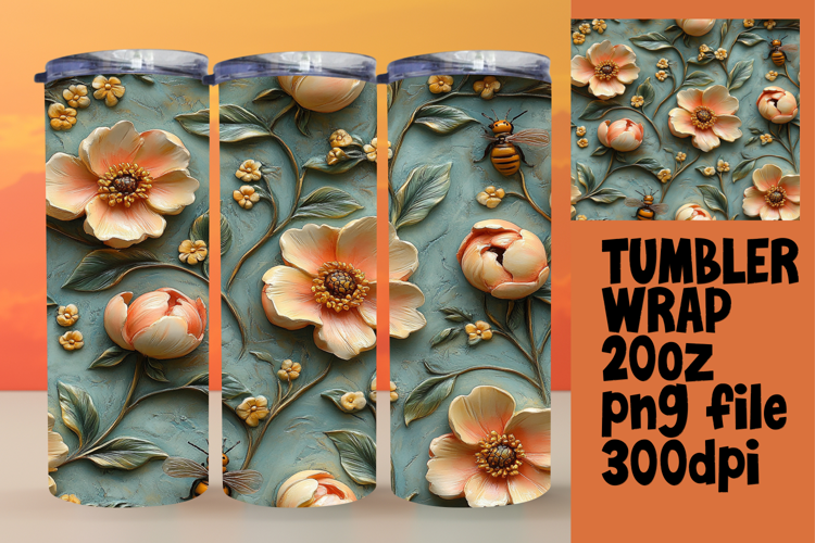 20oz Tumbler Design for Gift Ideas , 3D Flower
