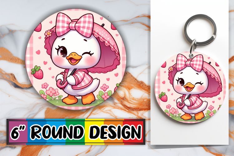 Enchanted Circle Keychain Magic PNG, Cute Goose example image 1
