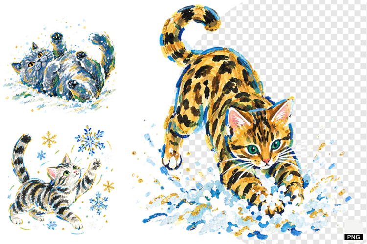 Winter Cats Clipart